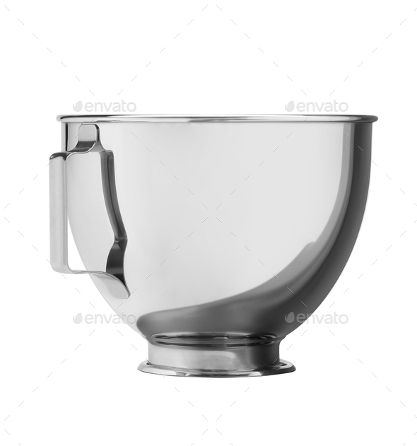 Stainless steel bowl. Isolated on white background - Stock Photo - Images