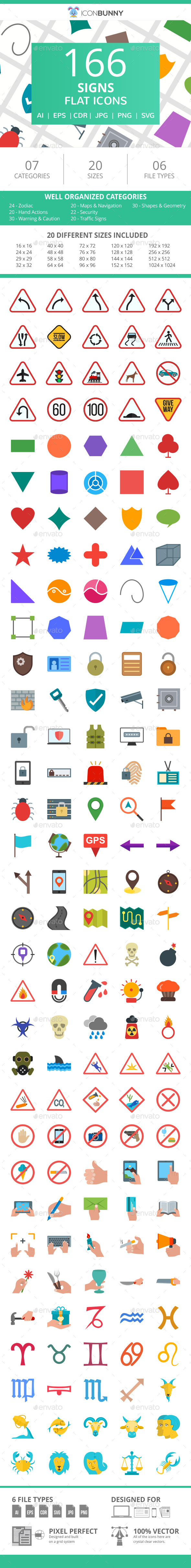 166 Sign Flat Icons - Icons