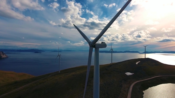 Windmills for Electric Power Production Havoygavelen Windmill Park Norway alt