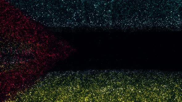 Mozambique Flag With Abstract Particles