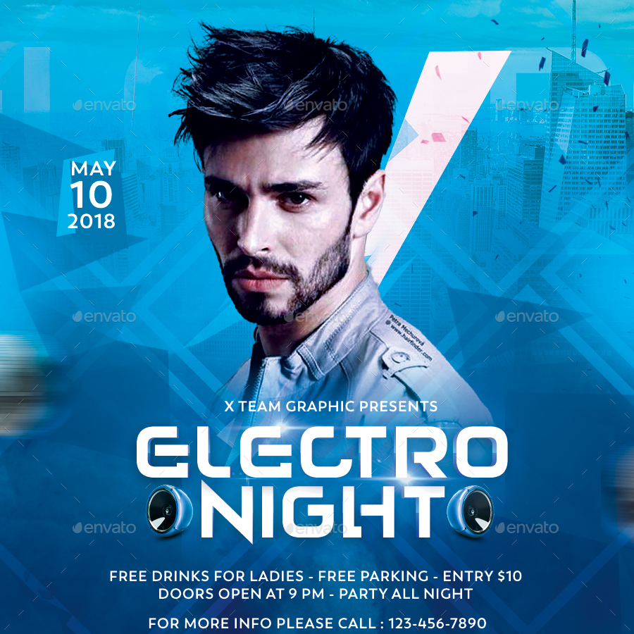 Electro Night Instagram + Facebook Cover, Web Elements | GraphicRiver