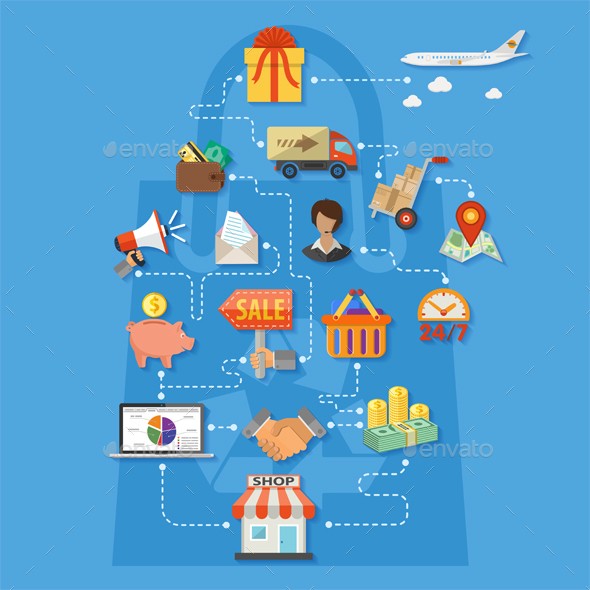 Online Shopping Infographics - Retail Commercial / Shopping