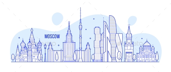 Moscow Skyline Russia City Buildings Vector - Buildings Objects