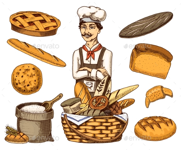 Culinary Boss, Chef Cooker, Baker in Apron. - People Characters