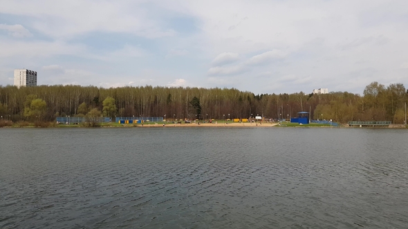 Pond with Beach in Moscow, Russia