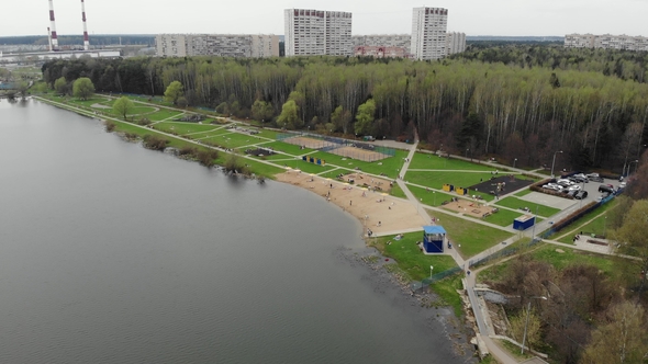 View on School Lake in Zelenograd Administrative District of Moscow, Russia