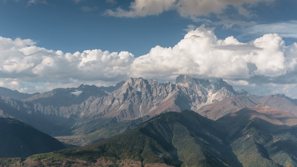 Fantasy-like Awesome Mountain Beauty of the Ushba Mountain in the Caucasus
