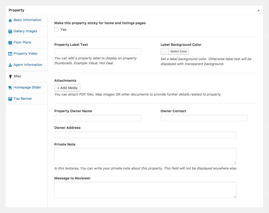 property listing form template