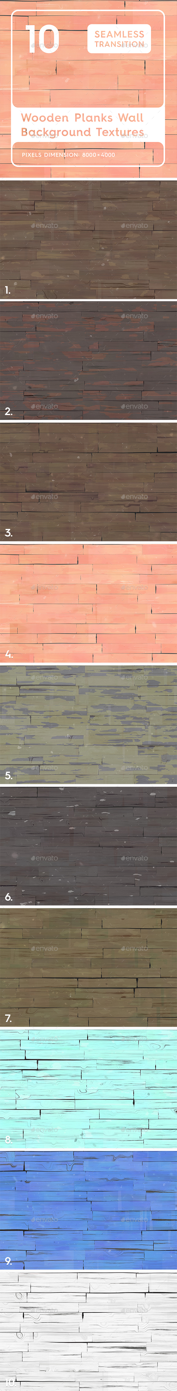 10 Wooden Planks Wall Backgrounds - 3DOcean Item for Sale