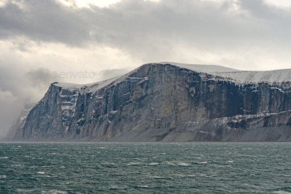 Dramatic Cliffs in the High Arctic - Stock Photo - Images