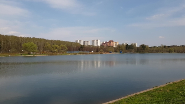 Lake in Zelenograd Administrative District of Moscow, Russia