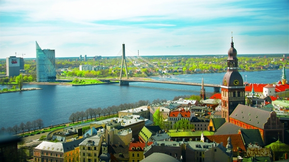 Center of Riga From the Church of St. Peter, Latvia.