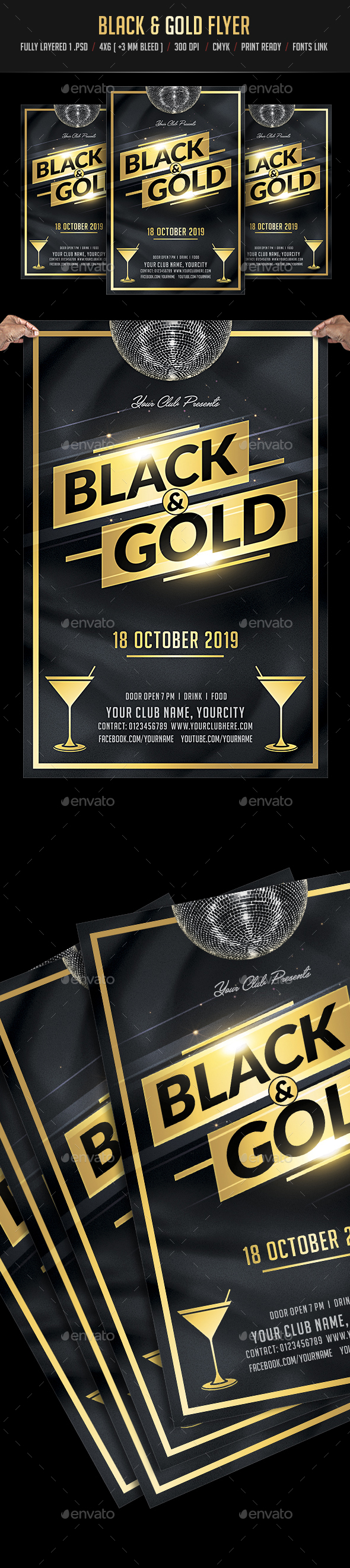 Black & Gold Flyer - Clubs & Parties Events