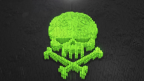 Green Skull Digital Background of the Many Black Squares alt