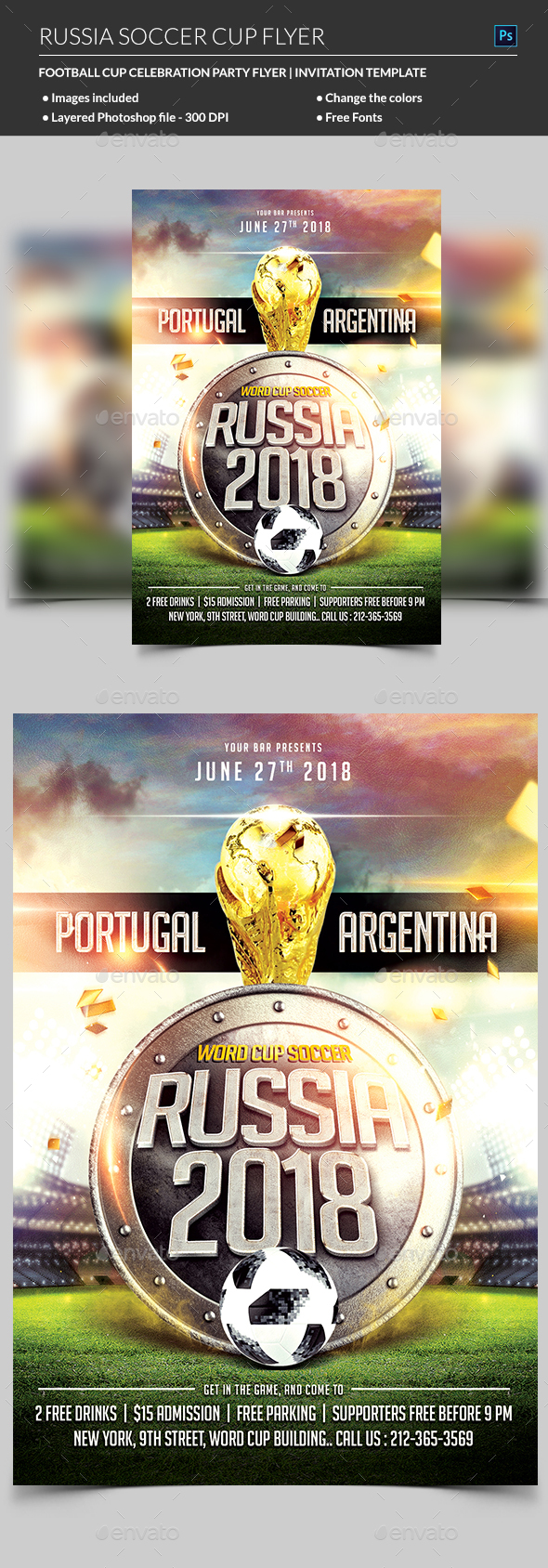 Russia World Cup Soccer Flyer - Holidays Events