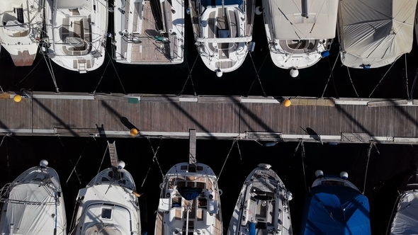 Aerial View of Boats and Small Yachts in Marina alt
