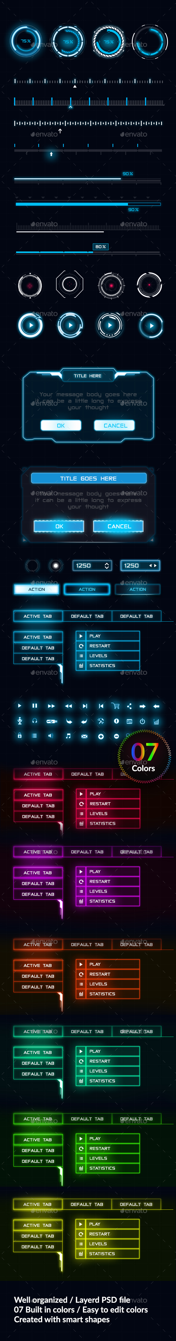 Game UI Elements - User Interfaces Game Assets