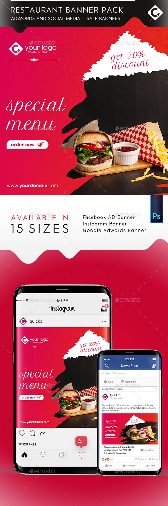 Fast Food Banner Pack - Banners & Ads Web Elements