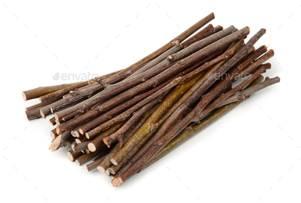 Stack of wooden twigs - Stock Photo - Images
