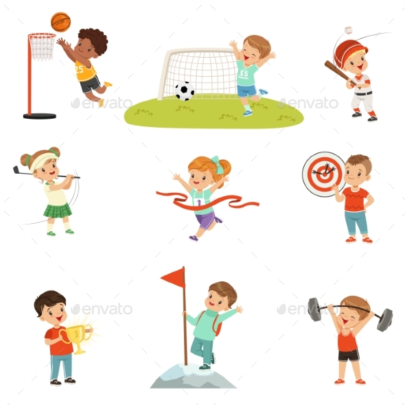 Cute Little Children Playing Different Sports - Sports/Activity Conceptual