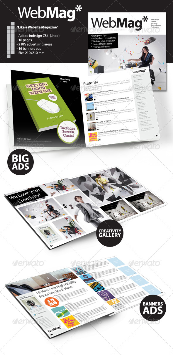 WebMag - InDesign Magazine Template - Magazines Print Templates