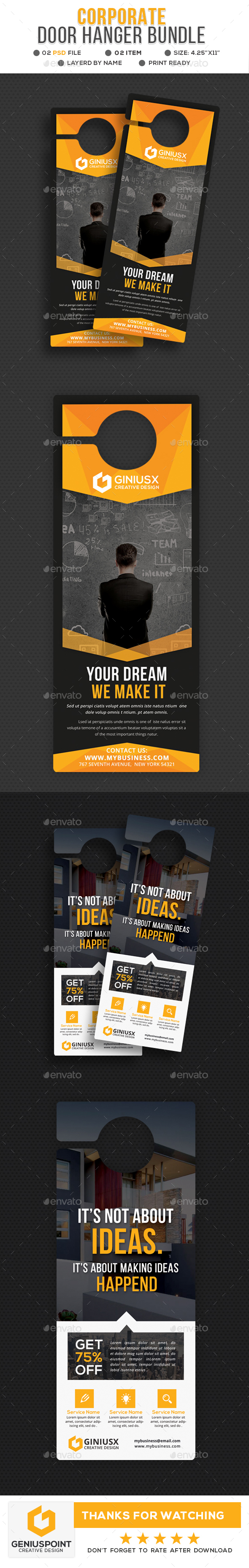 Corporate Door Hanger Bundle - Miscellaneous Print Templates