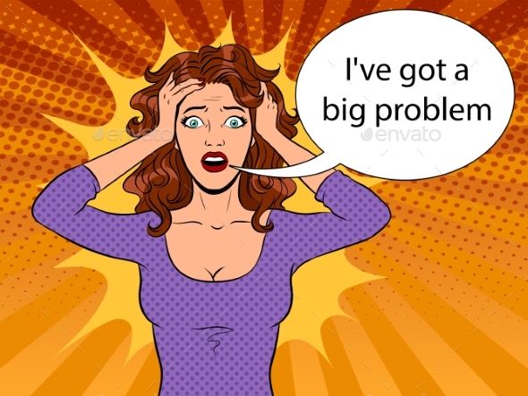 Young Woman with Panic Emotion Pop Art Vector - Miscellaneous Vectors