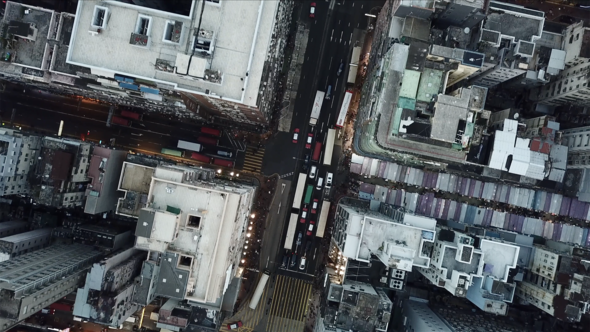 Drone flight over Kowloon, Hong Kong