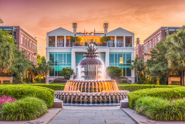 Charleston, South Carolina, USA Fountain - Stock Photo - Images