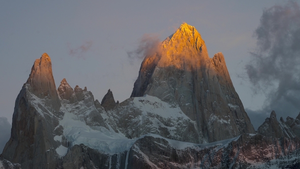 Mount Fitz Roy and in the National Park Los Glaciares National Park at Sunrise