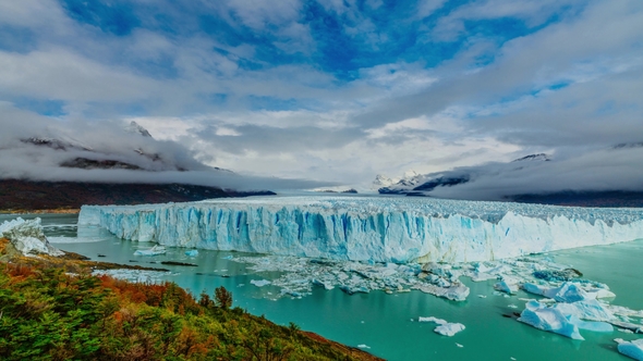 Glacier Perito Moreno in the Park Los Glaciares. Autumn in Patagonia, the Argentine Side