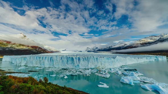 Glacier Perito Moreno in the Park Los Glaciares Autumn in Patagonia, the Argentine Side