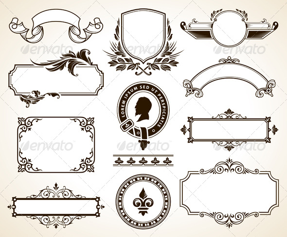 Vector set of ornate frames