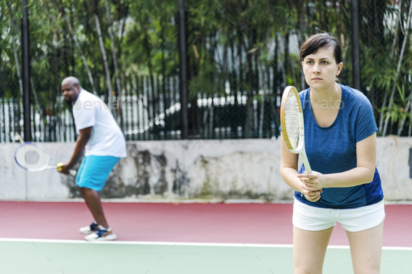 Couple playing tennis as a team Stock Photo by Rawpixel | PhotoDune