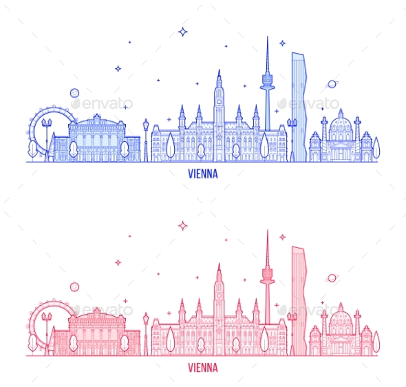 Vienna Skyline Austria City Buildings Vector - Buildings Objects