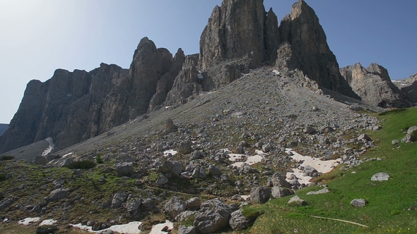 Scenic Surroundings of the National Park Tre Cime Di Lavaredo. Dramatic Scene