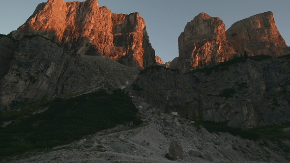 Scenic Surroundings of the National Park Tre Cime Di Lavaredo. Dramatic Scene. Location Place