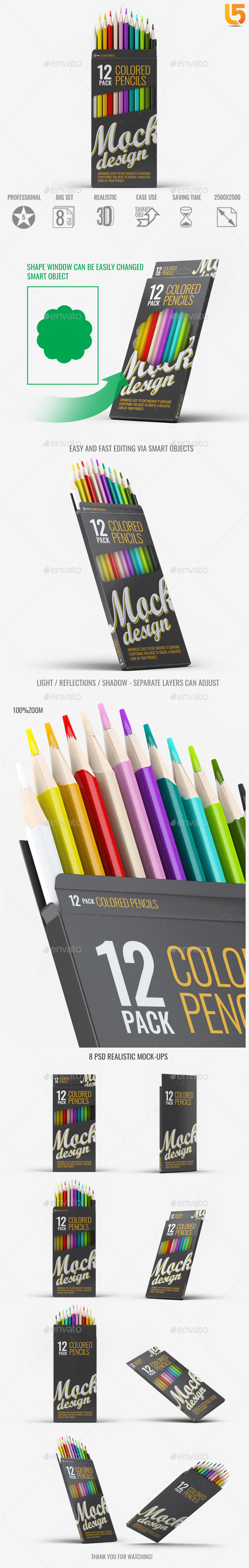 Colored Pencils 12 Pack Mock-Up - Miscellaneous Packaging