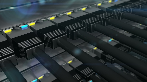 Black Connectors Plugged in To Network Switch Loop alt