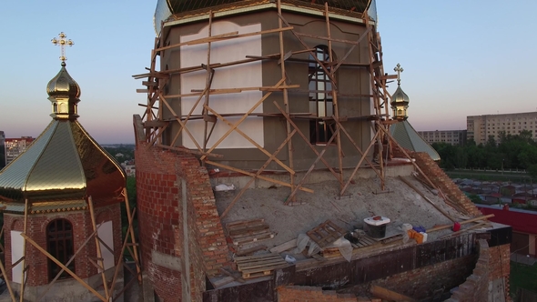 Aerial View of Constructed Church in Lviv, Ukraine