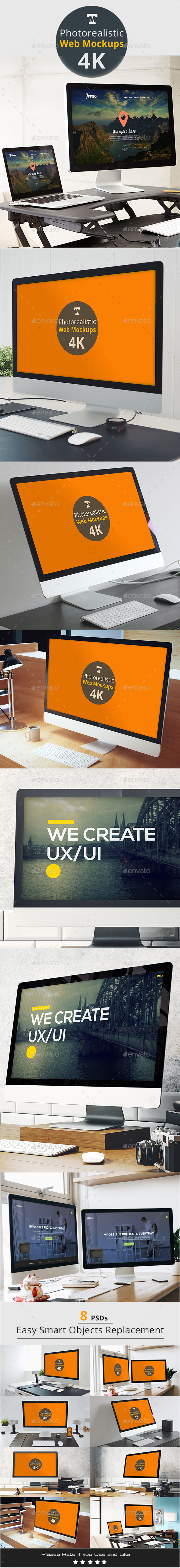 Photo-realistic Responsive Web Mockups 4K - Monitors Displays