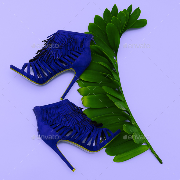 Lady's shoes high heels. Style. Fashion. Minimal design Concept - Stock Photo - Images