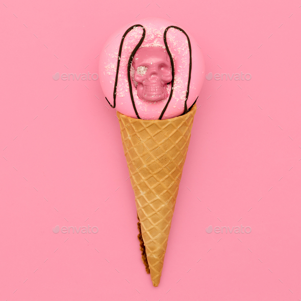 Donut Skull Ice Cream. Candy minimal art Stock Photo by EvgeniyaPorechenskaya