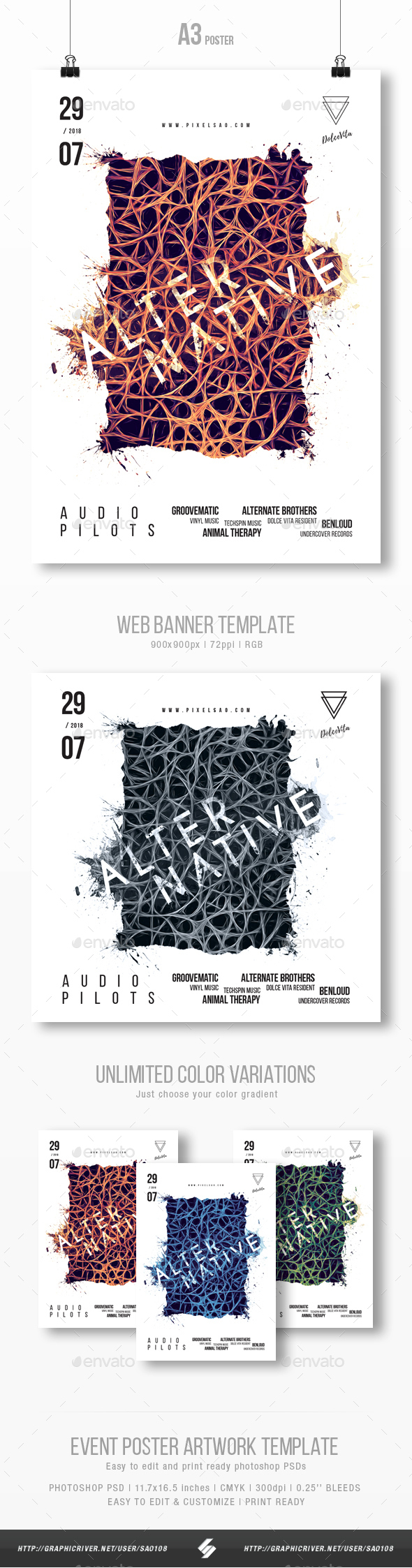 Alternative - Abstract Party Poster Artwork Template A3 - Events Flyers