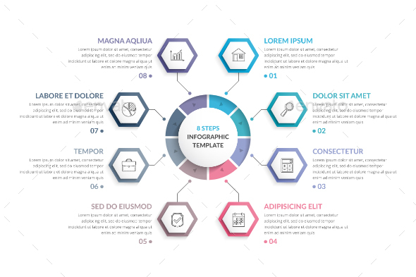 Circle Infographics with Hexagons - Infographics