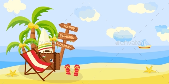 Summer Beach Vacation Horizontal Banner - Landscapes Nature