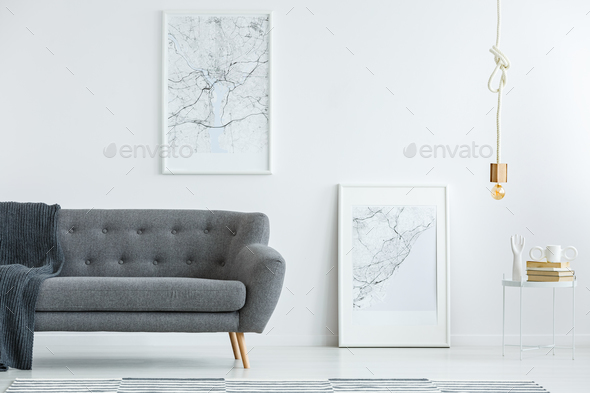 Elegant sofa and map posters Stock Photo by bialasiewicz | PhotoDune