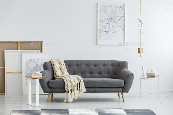 Gray couch in modern room Stock Photo by bialasiewicz | PhotoDune