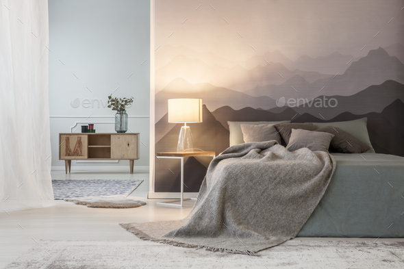 Mountain lover\'s open space bedroom Stock Photo by bialasiewicz | PhotoDune
