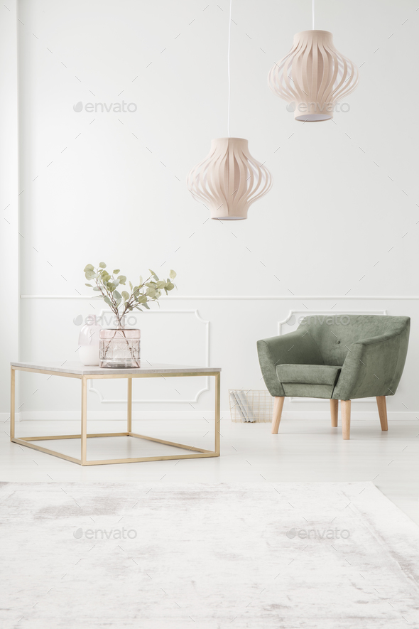 Green armchair in living room Stock Photo by bialasiewicz | PhotoDune